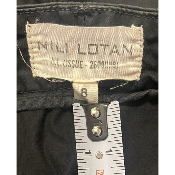 Nili Lotan Tel Aviv Pants Size 8 Black/Carbon Skinny Trousers Flap Pockets Crop - Picture 7 of 8
